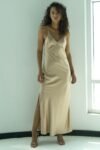 V-Neck Slip Dress in Sand