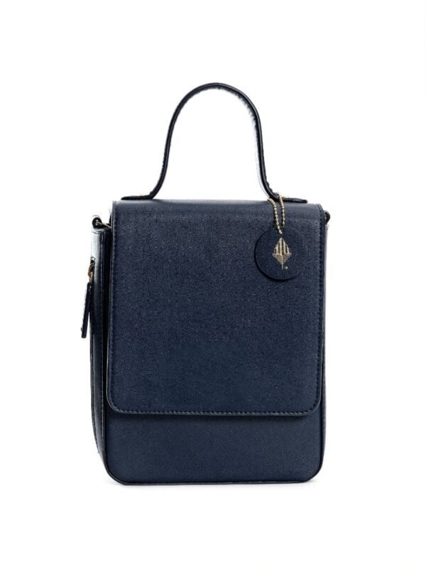 Navy Blue Ceres Cactus Leather Bag