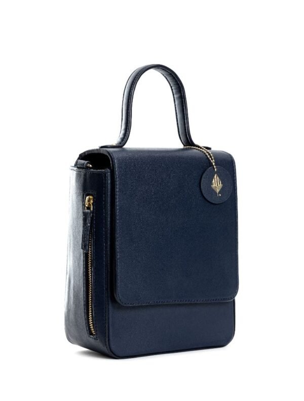 Navy Blue Ceres Cactus Leather Bag