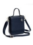 Navy Blue Ceres Cactus Leather Bag