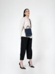 Navy Blue Ceres Cactus Leather Bag