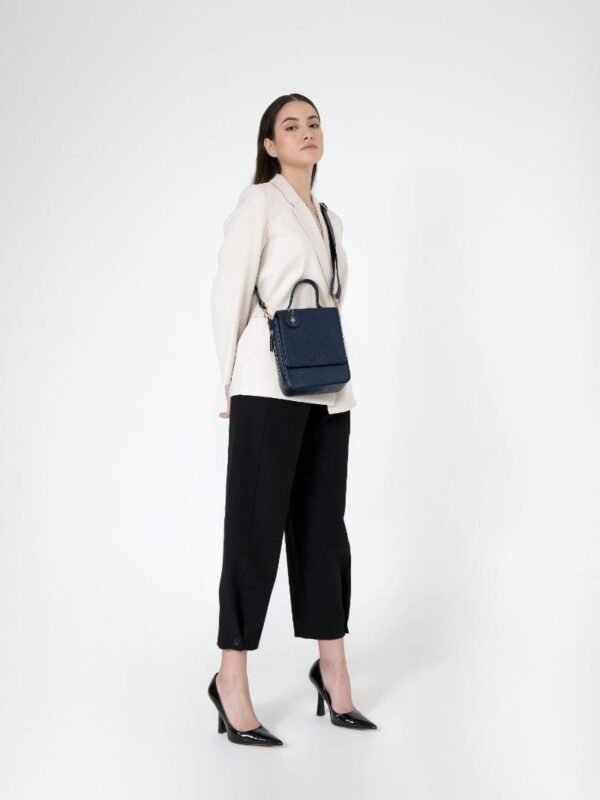 Navy Blue Ceres Cactus Leather Bag