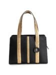 Black & Gold Gaia Cactus Leather Shoulder Bag
