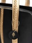Black & Gold Gaia Cactus Leather Shoulder Bag