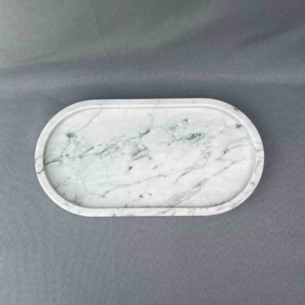 White Marble Oval Decor Tray