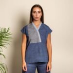 Blue Linen V‑Neck Co‑ord Top