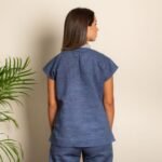 Blue Linen V‑Neck Co‑ord Top