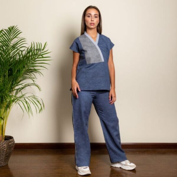 Blue Linen V‑Neck Co‑ord Top Best Linen clothes