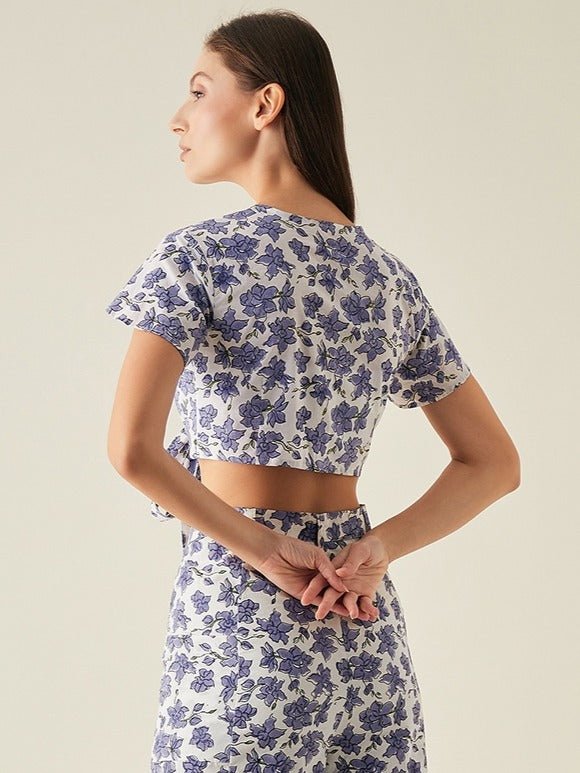 Lilac Print Tie Up Top