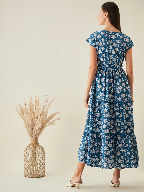Blue Printed Maxi Dress