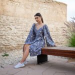 Printed V-Neck Wrap Dress