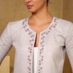 Grey Linen Embroidered Jacket