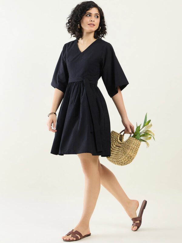 Black Belted Flared Dress