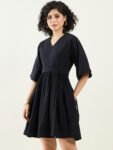 Black Belted Flared Dress