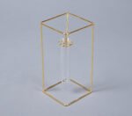Set of 2 Minimal Gold Metal & Glass Test Tube Planter Vases