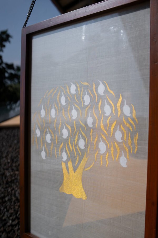 Aamr Shvet Hand-Woven Fabric Wall Art in Wood Frame