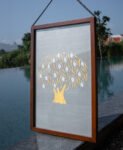 Aamr Shvet Hand-Woven Fabric Wall Art in Wood Frame