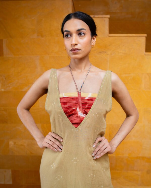 Amla Green V-Neck Maxi Gown with Bralet
