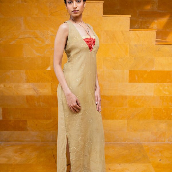 Amla Green V-Neck Maxi Gown with Bralet