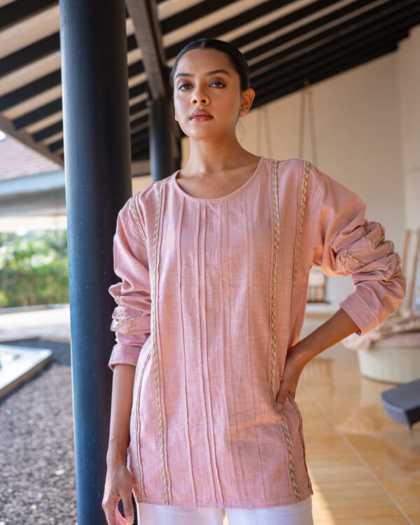 Basant Pink Oversized Cotton Shirt