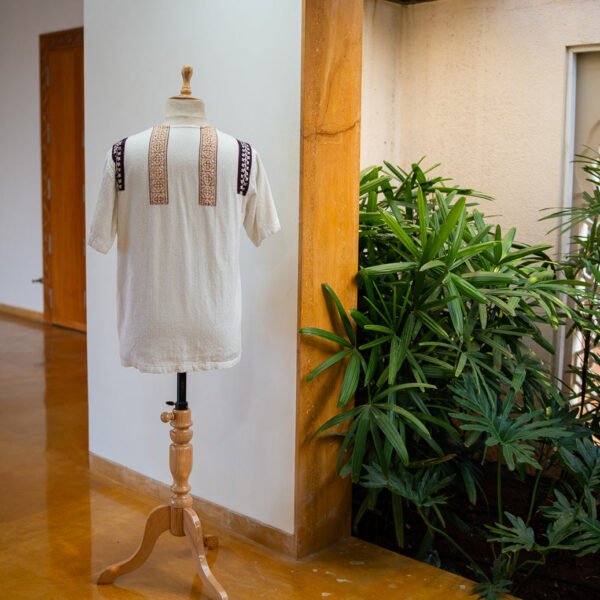 Chafa Beige Organic Cotton Buttoned T-Shirt