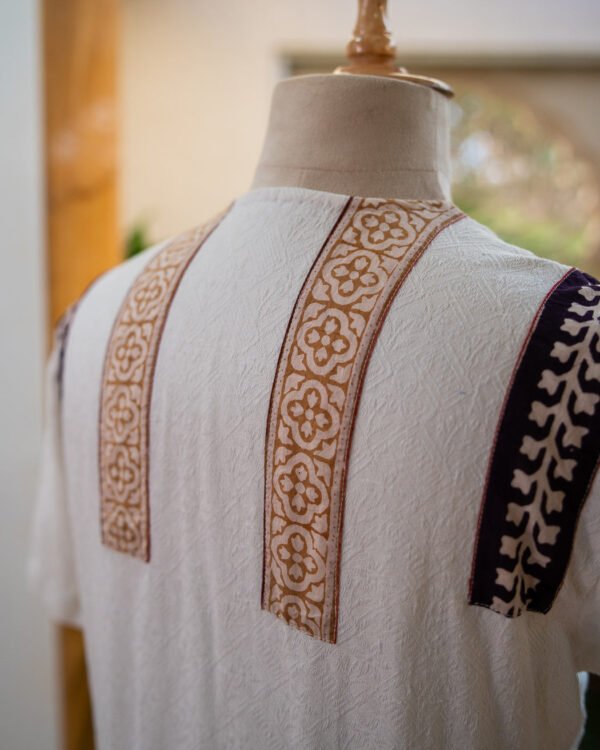 Chafa Beige Organic Cotton Buttoned T-Shirt