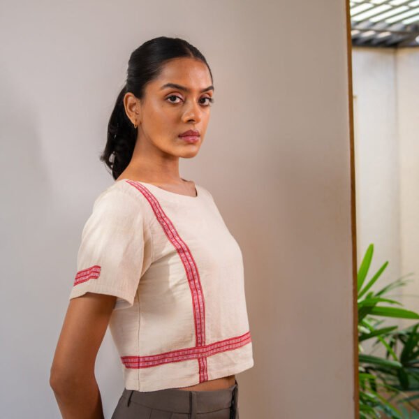 Chandani Red Khadi Short Top