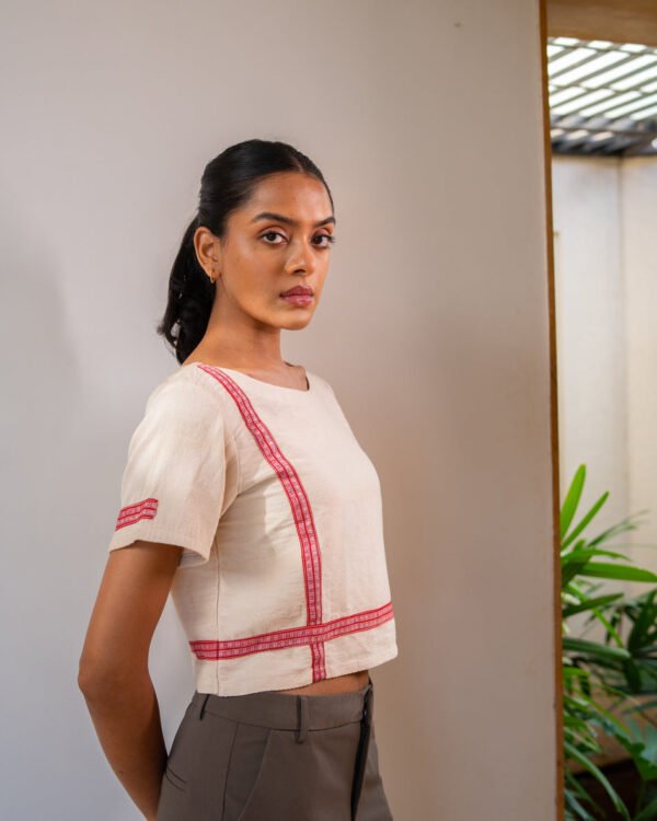 Chandani Red Khadi Short Top
