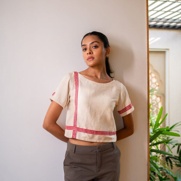 Chandani Red Khadi Short Top