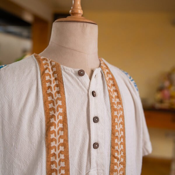 Dhawal White Organic Cotton Buttoned T-Shirt