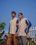 Unisex Indigo Khadi Puffer Jacket
