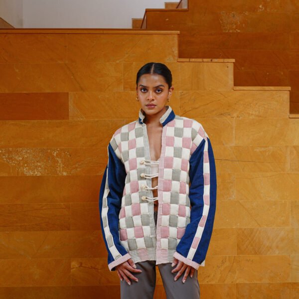 Unisex Indigo Khadi Puffer Jacket