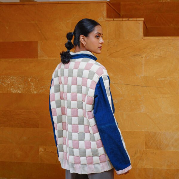 Indigo Khadi Puffer Jacket