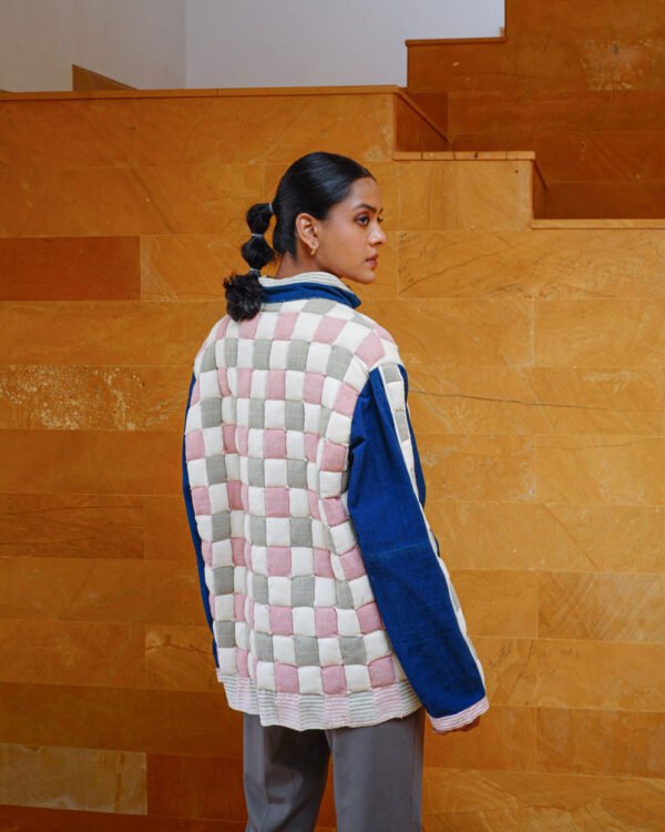 Unisex Indigo Khadi Puffer Jacket