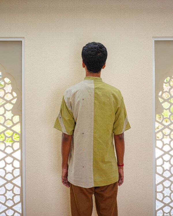 Gir Blue Cotton Colour Block Shirt