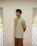 Gir Blue Cotton Colour Block Shirt