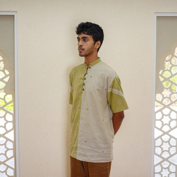 Gir Blue Cotton Colour Block Shirt