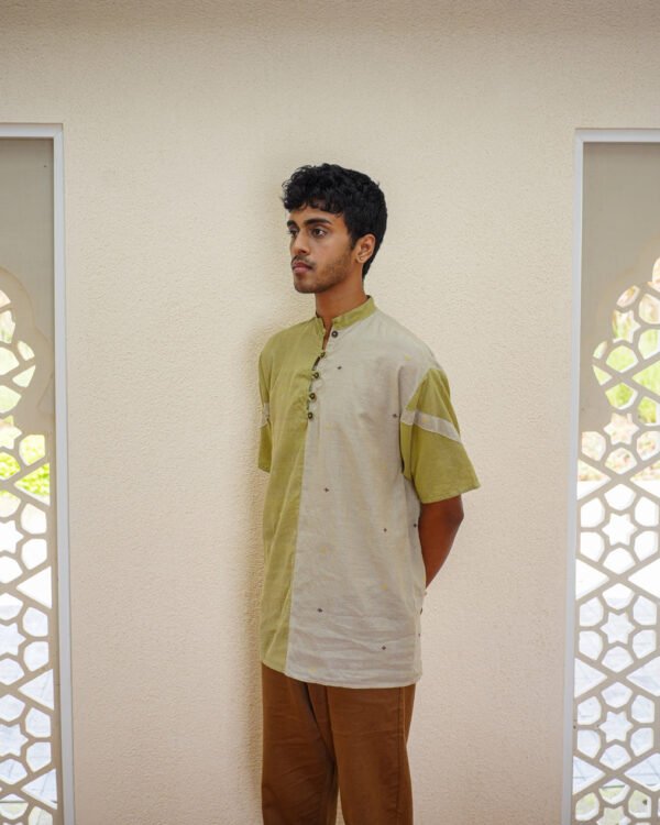 Gir Blue Cotton Colour Block Shirt