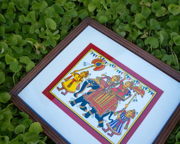 Rajabhishek Hand-Painted Fabric Wall Art in Wood Frame