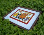 Rajabhishek Hand-Painted Fabric Wall Art in Wood Frame