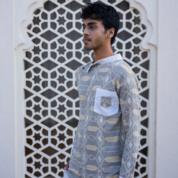 Santhal Black Handloom Cotton Statement Shirt