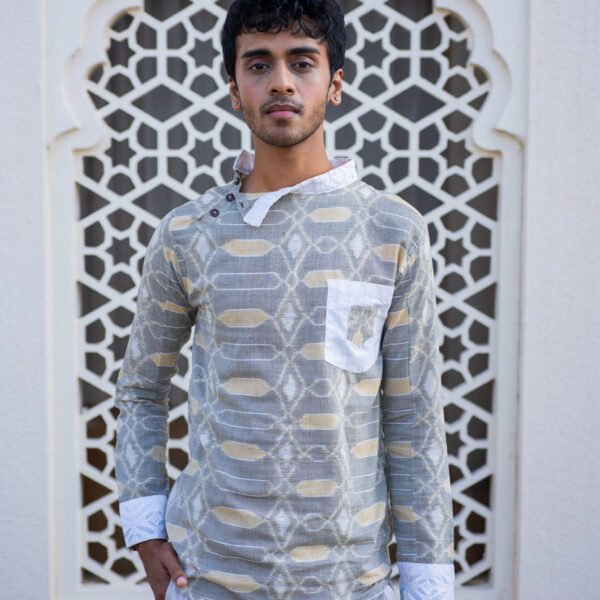 Santhal Black Handloom Cotton Statement Shirt