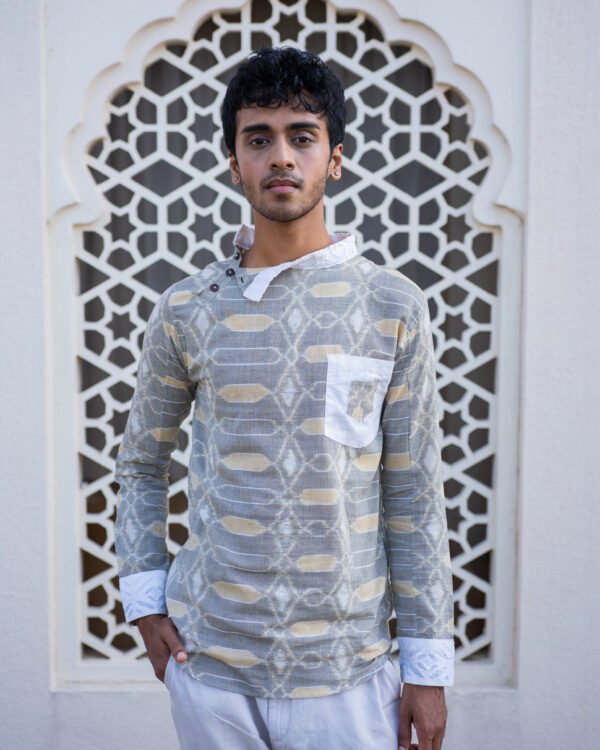 Santhal Black Handloom Cotton Statement Shirt
