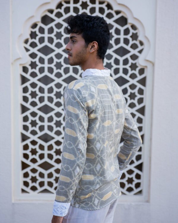 Santhal Black Handloom Cotton Statement Shirt