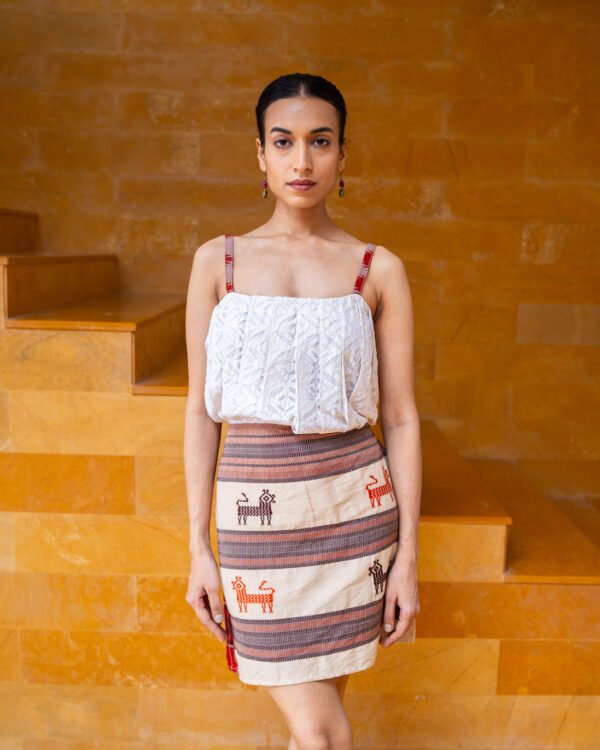 Sariska Brown Belted Blouson Dress