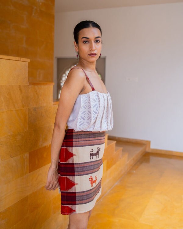 Sariska Brown Belted Blouson Dress