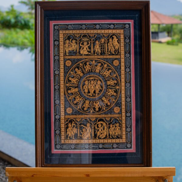 Ved Hand-Painted Fabric Wall Art in Wood Frame