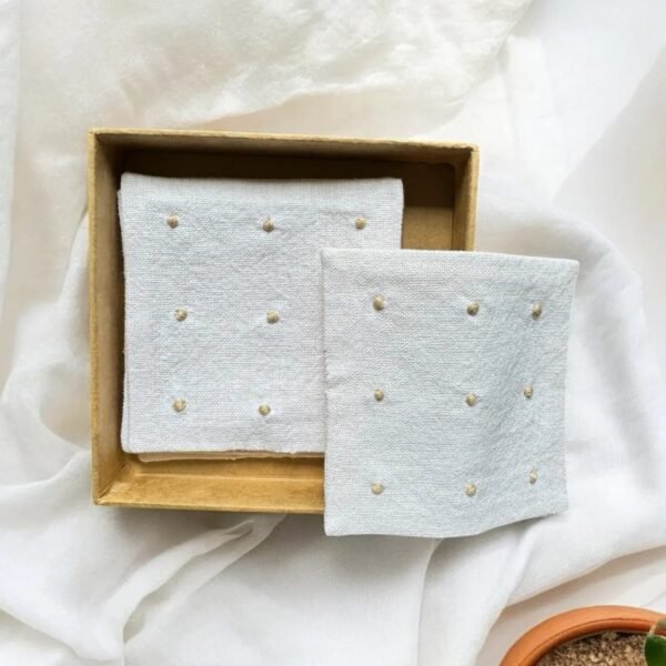 Anthophile Embroidered Cotton Coaster Set