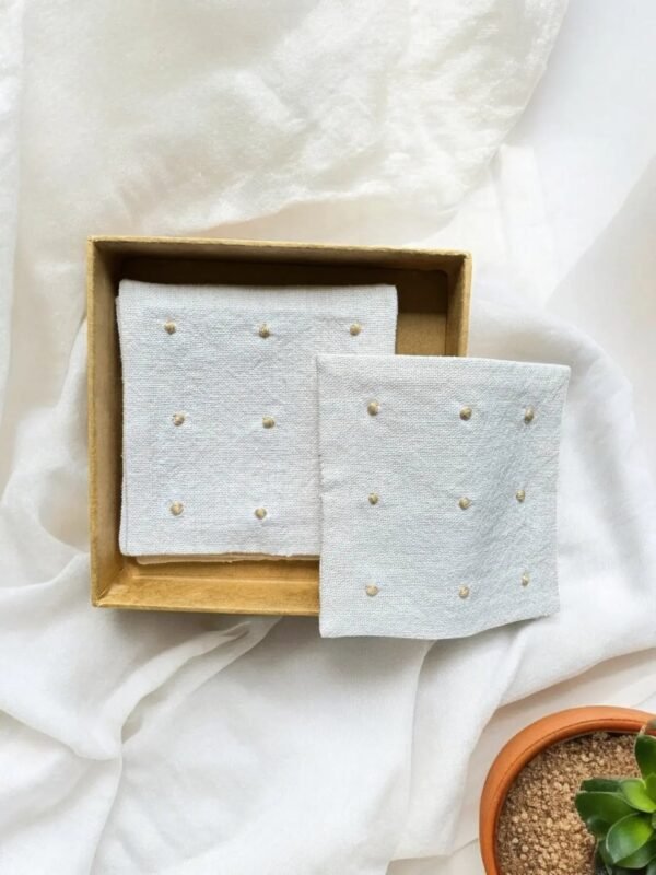 Anthophile Embroidered Cotton Coaster Set