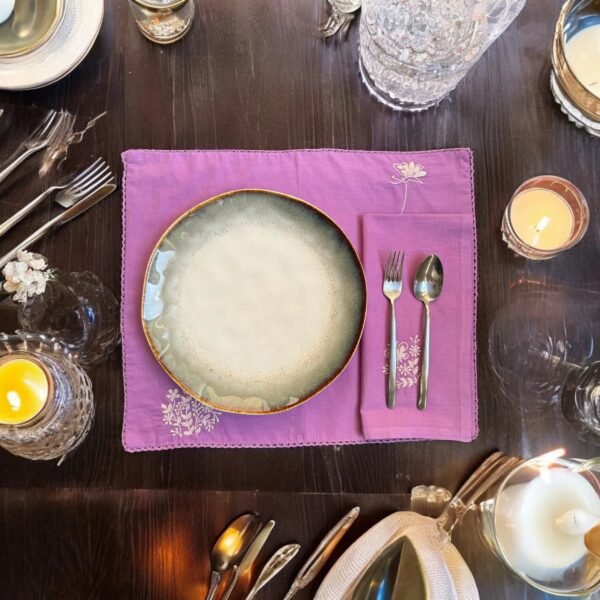 Anthophile Embroidered Cotton Placemat Set